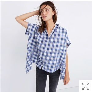 Madewell Blue and White Plaid Top